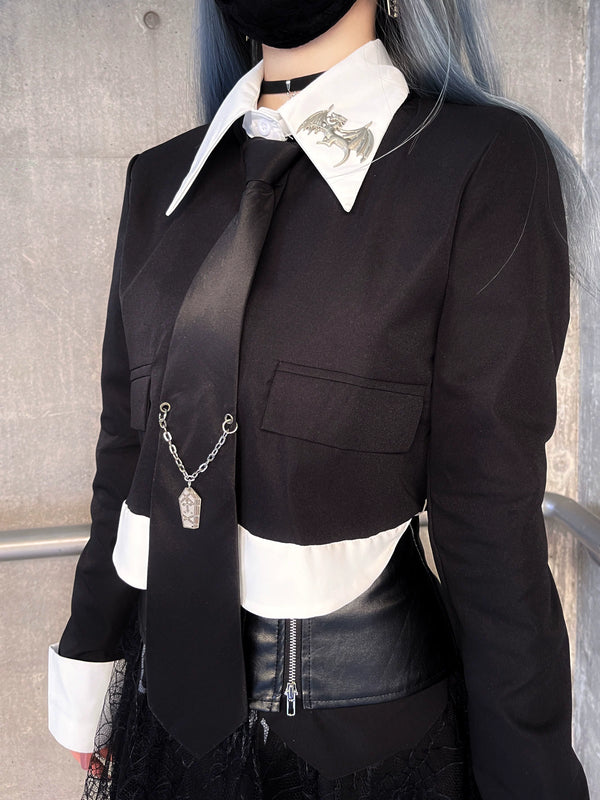 ダークスタイルチェーンブラックネクタイ