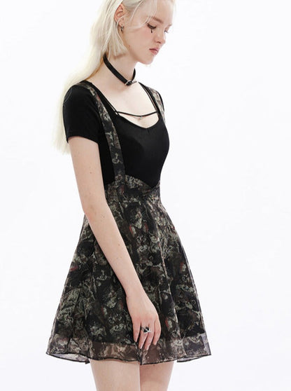 High waist A-line vintage sass skirt [sheer cat pure black cat jacquard]