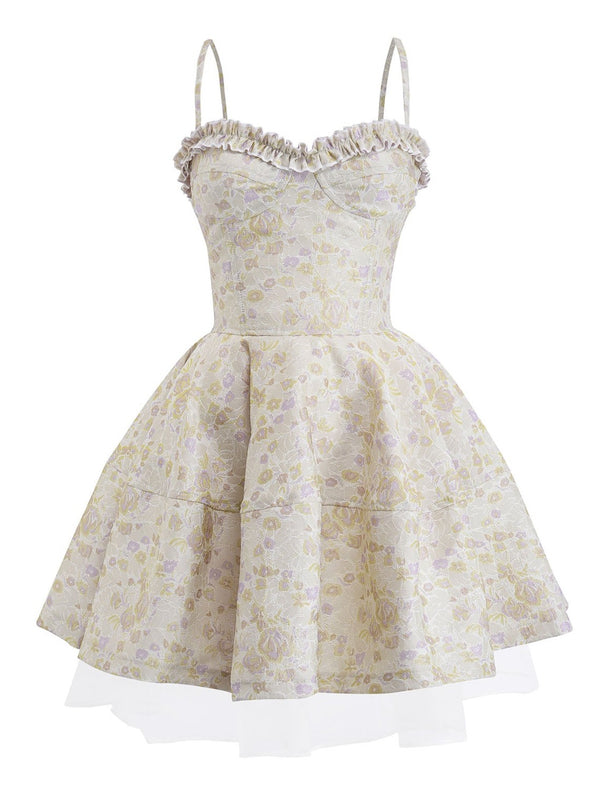 ライトイエローグリーンティーブレイクドレス