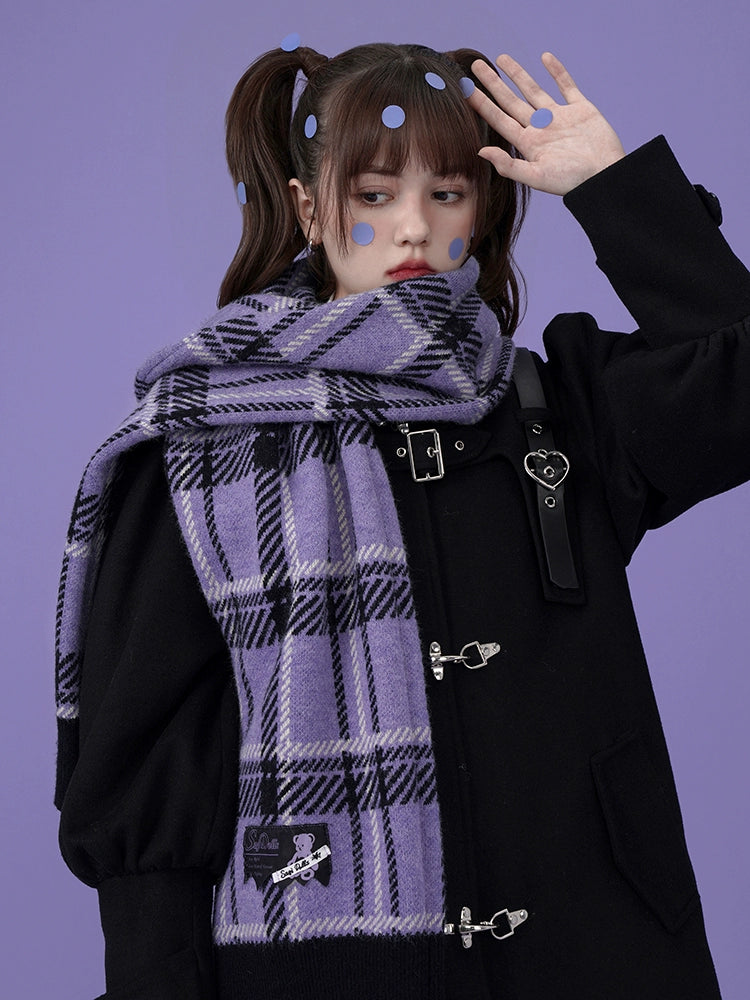ニットパープルチェックマフラー – Belchic ニットパープルチェックマフラー – Belchic
