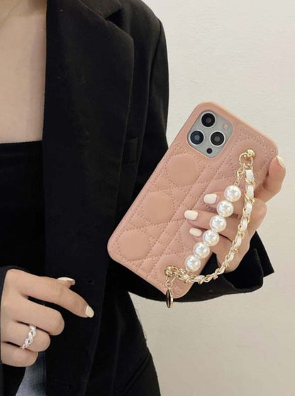 Pearl chain black pink smartphone case