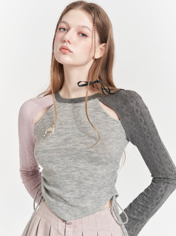 Knit Contrast Stitch Square Tops