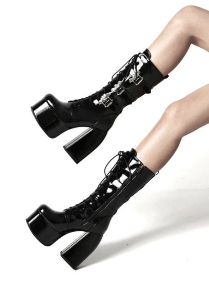 Lace-up Belt Medium Boots