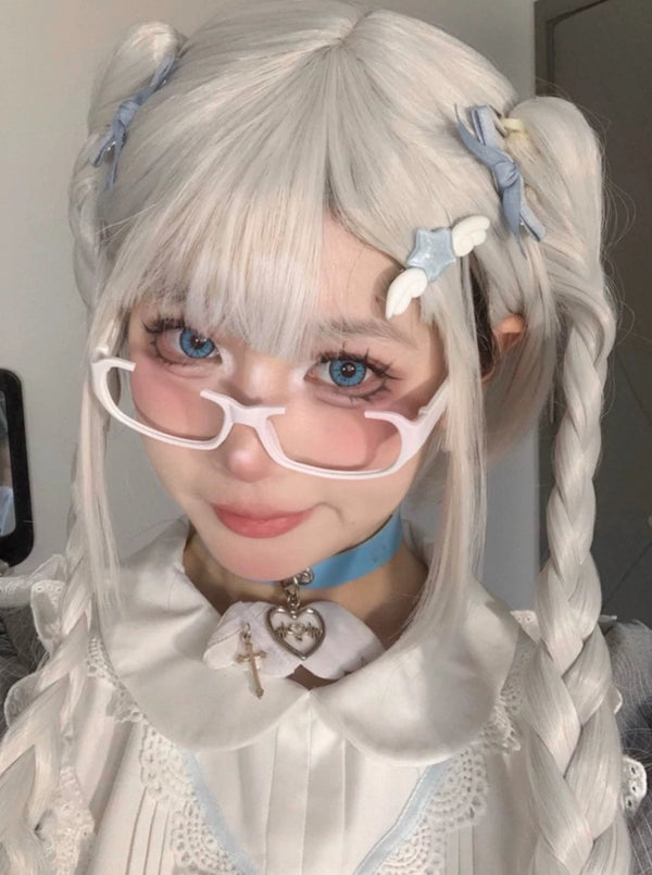 Half-framed Subculture White Glasses