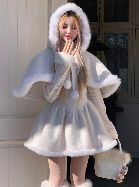 Ice Elf Hooded Outerwear + Fur Dress