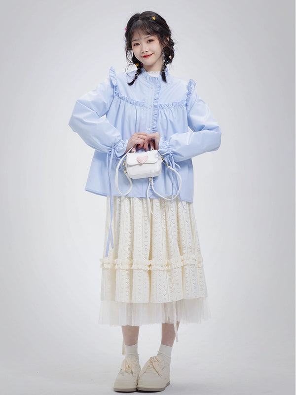 Heart Frill High Waist A-Line Tulle Skirt