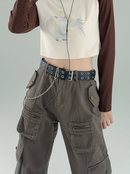 Retro mode loose cargo pants