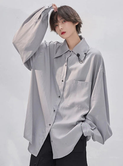 Loose Draped Tencel Long Sleeve Shirt