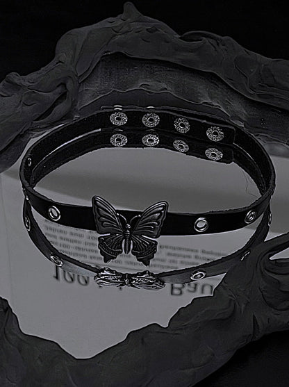 Dark Pan Clock Butterfly Choker