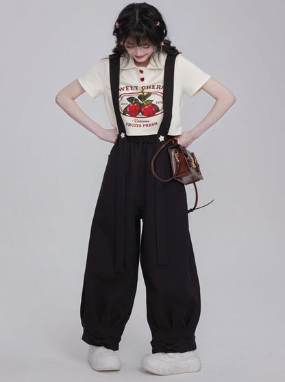 Balloon wide suspender pants