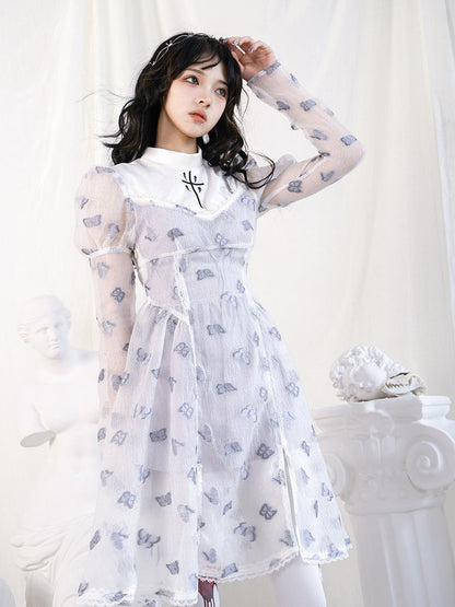 Princess Puff Sleeve West Cross Butterfly dress