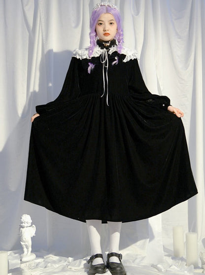 Sailor color retro dark black dress