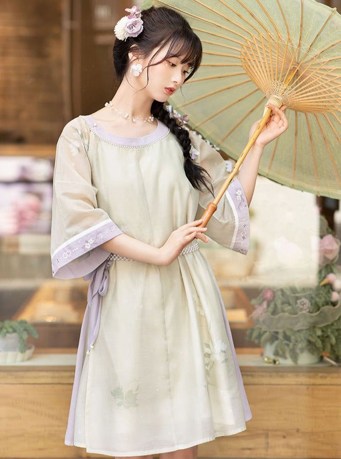 Robe transparente à motifs floraux japonais