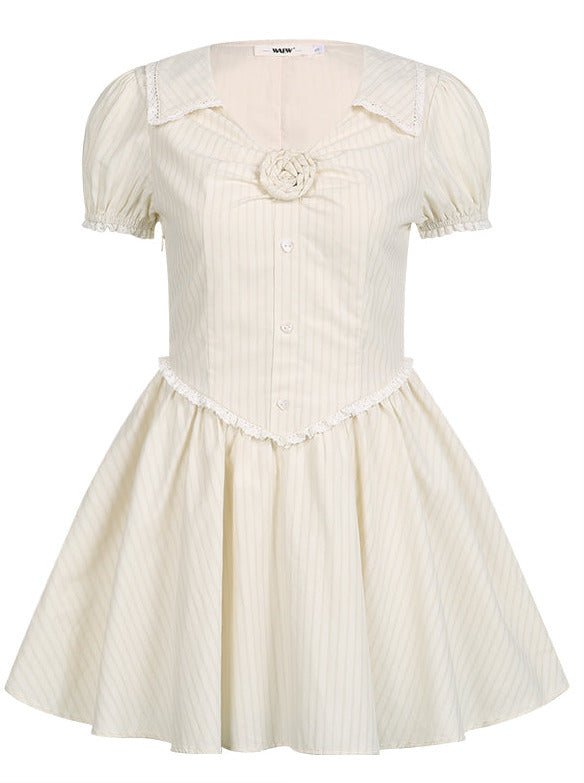 Romantic rose puff sleeve dress