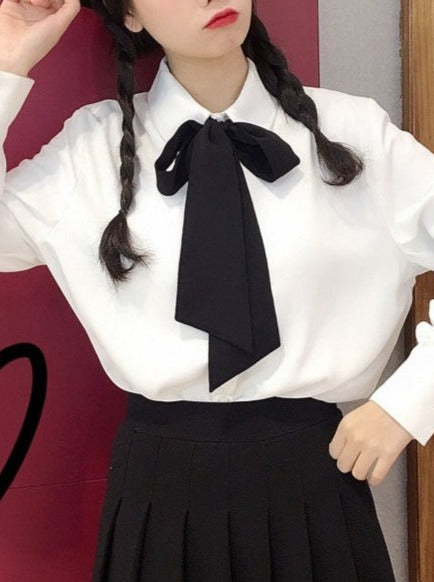 Ribbon tie shirt blouse