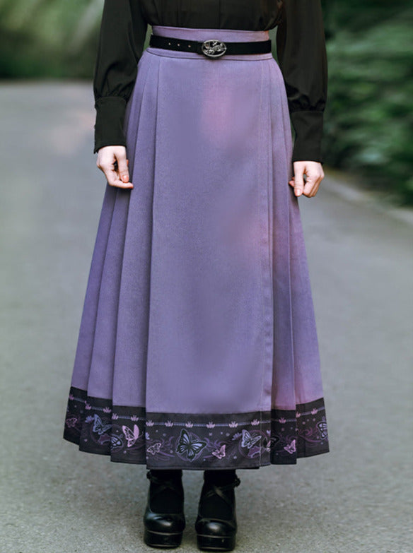 Navi Print Retro Long Skirt