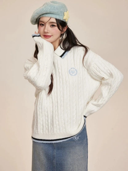 College Style Cable Sweater