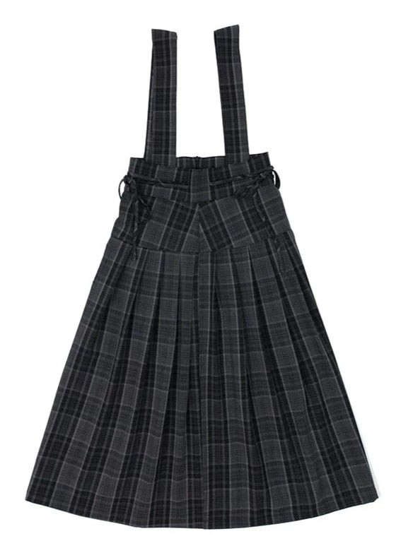 Charlotte Tailor Gray Check Suspender 2wey Skirt