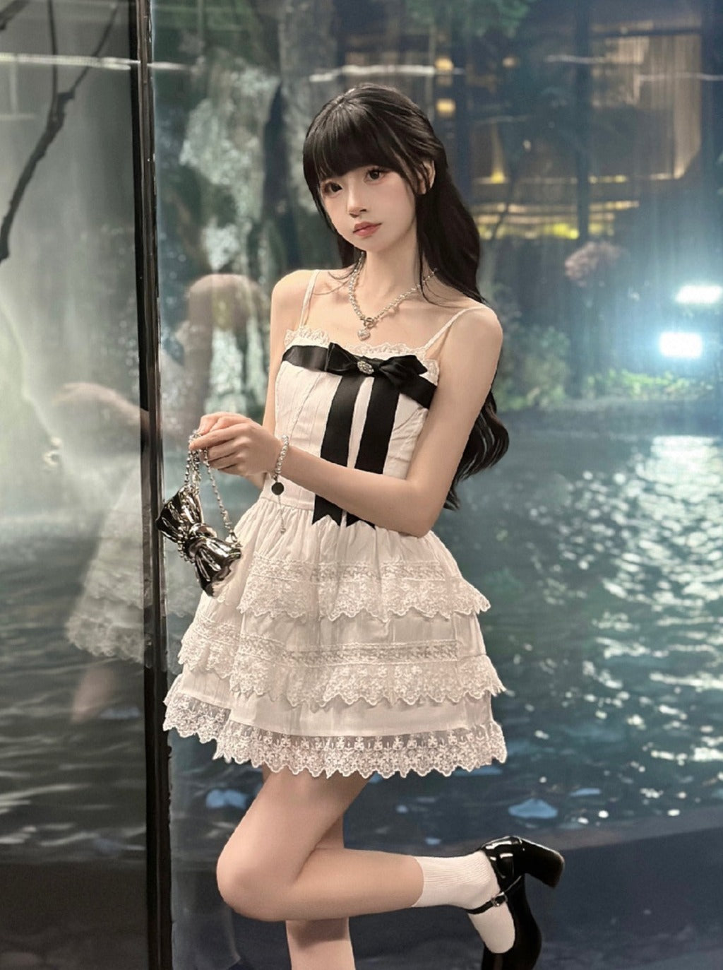 Ribbon Cardigan + Lace Advanced Dress