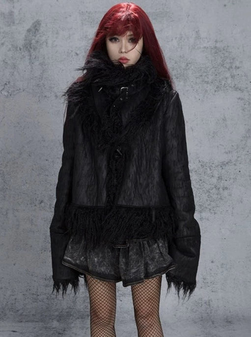 Mode Black Reversible Fur Coat