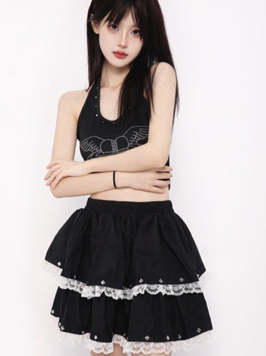 Frill lace volume skirt