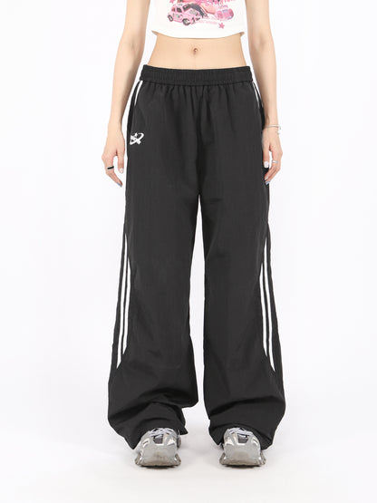 American retro casual sports parachute wide leg pants