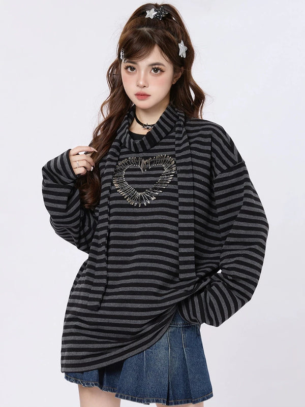Stripe Love Brooch Design Niche Loose Top