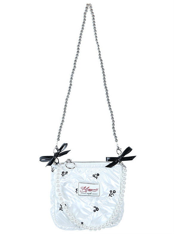 スイートフェアリーエンブロフラワーパールストラップミニショルダーバッグ