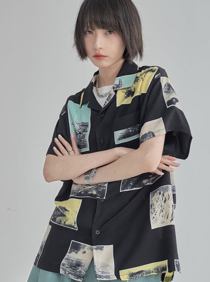 Printed design loose shirt