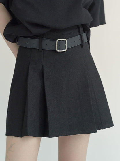 Dark Pleated Miniskirt