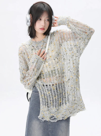 Dot Slit Design Spicy Niche Lazy Style Tops Sweater