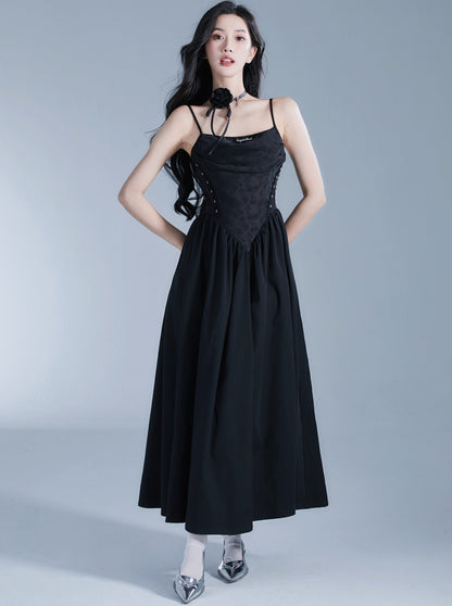 Swing color Suspender long skirt