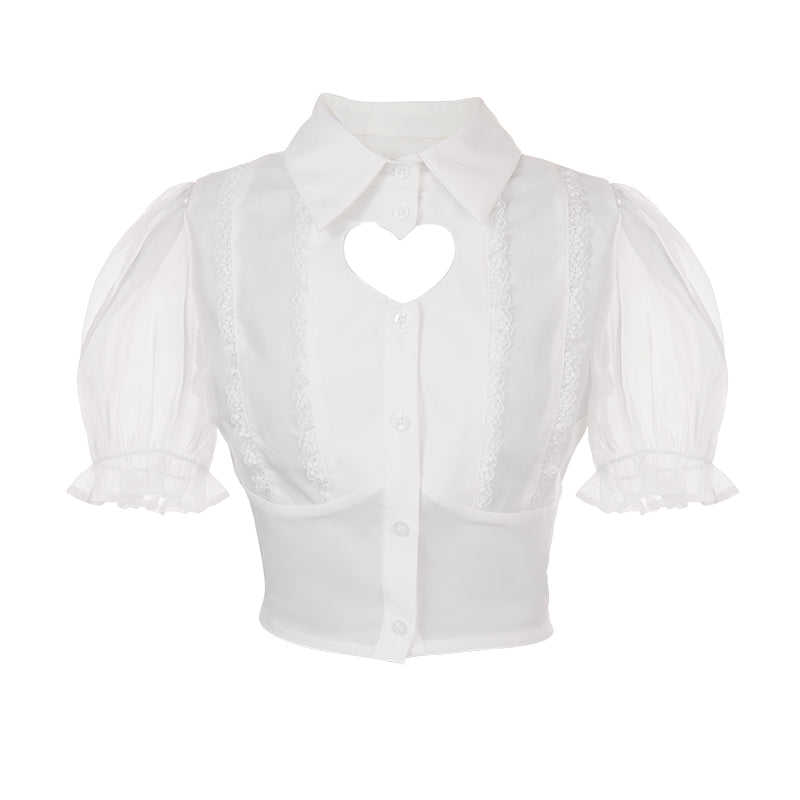 Puff sleeve heart blouse