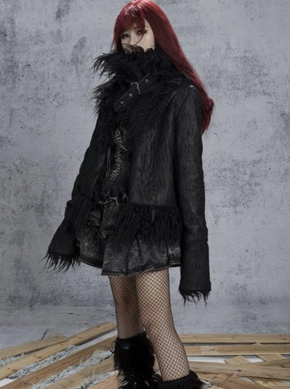 Mode Black Reversible Fur Coat