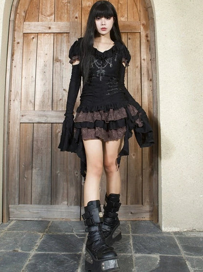 Gothic Design Print Punk Street Dress