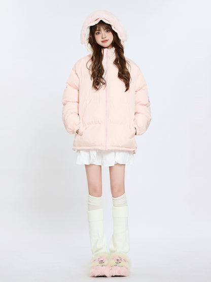 Fur Collar Hooded Cotton Coat