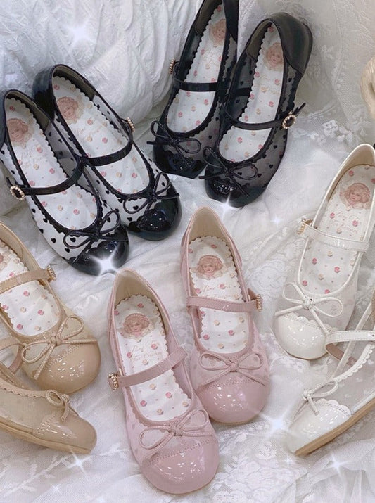 Sheer ribbon baby ballet shoes