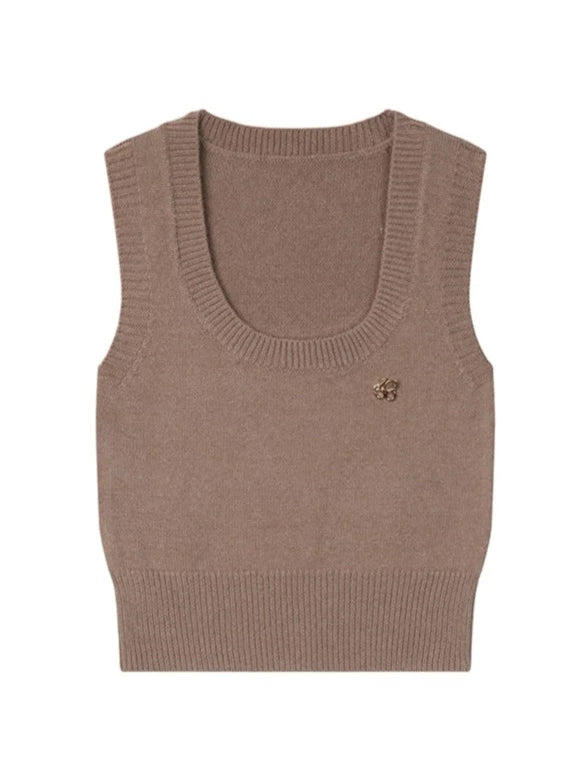 College Camel Metal Logo Square Neck Knit Vest