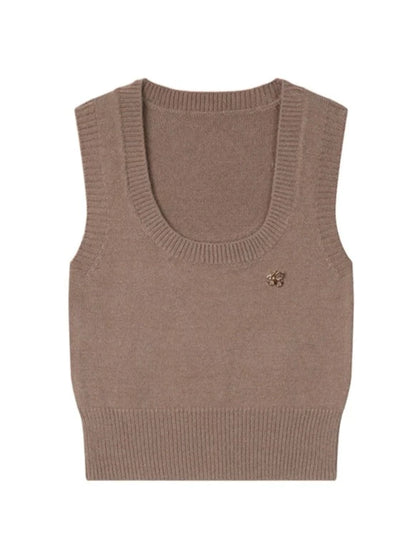 College Camel Metal Logo Square Neck Knit Vest