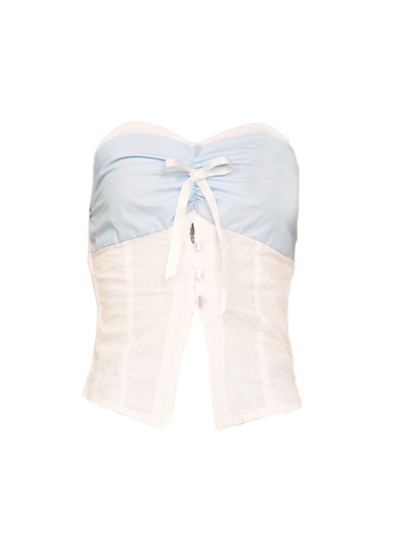 Ice Blue Ribbon Tube Tops