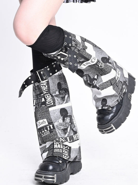 Monochrome print punk arm warmers