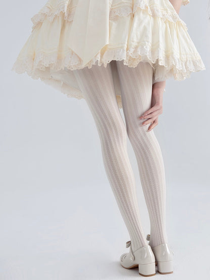 Striped white tights