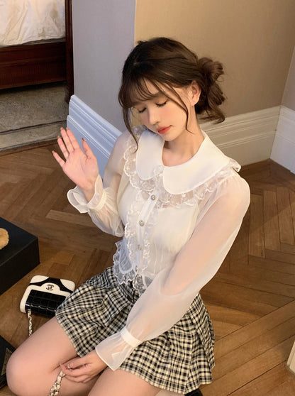 Doll Color Lace Frillsea Shirt