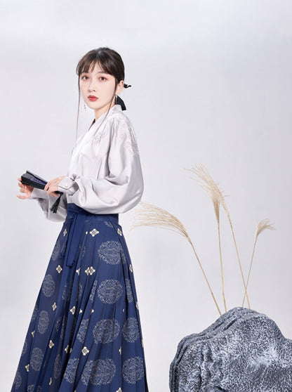 Japanese Pattern China Tops + Retro Long Skirt