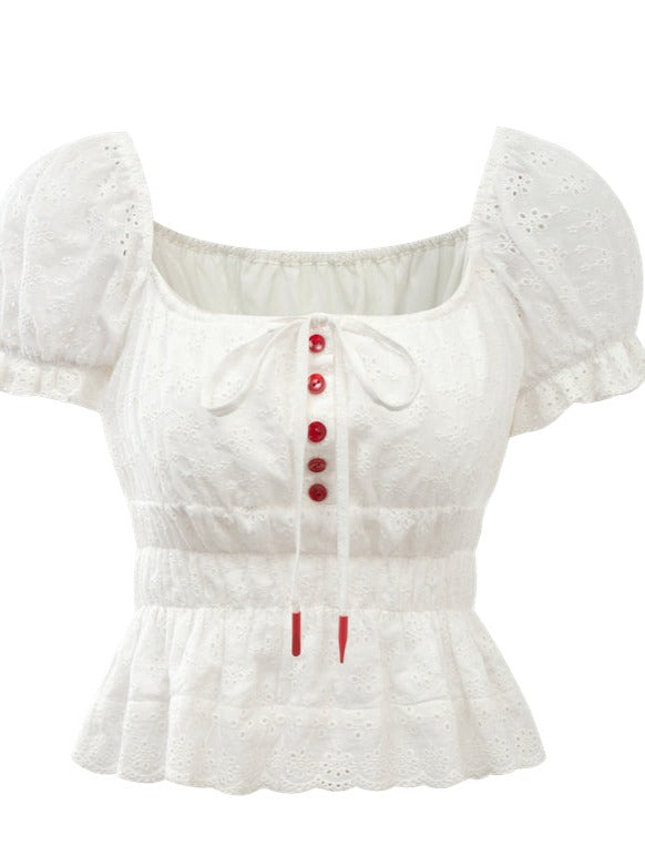 Sweet Square Color Cotton Tops