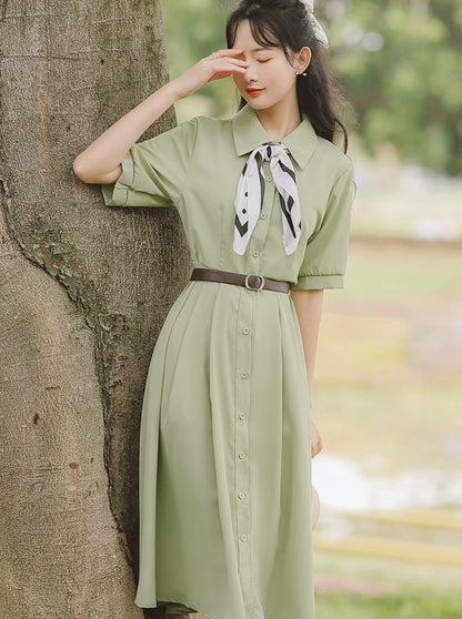 retro scarf shirt dress