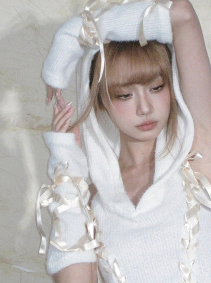 Race Up Ballerina Bunny Year Strap Knit Tops