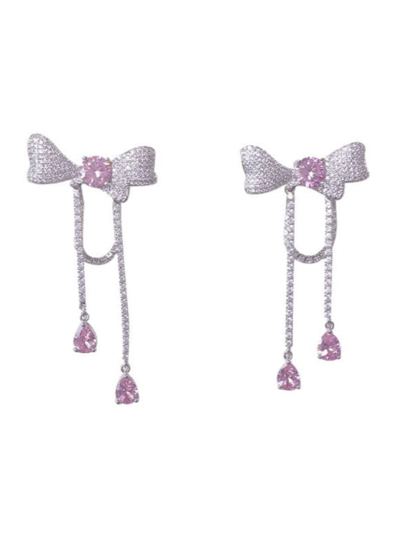 スイートハートシルバーピンクリボンイヤリング