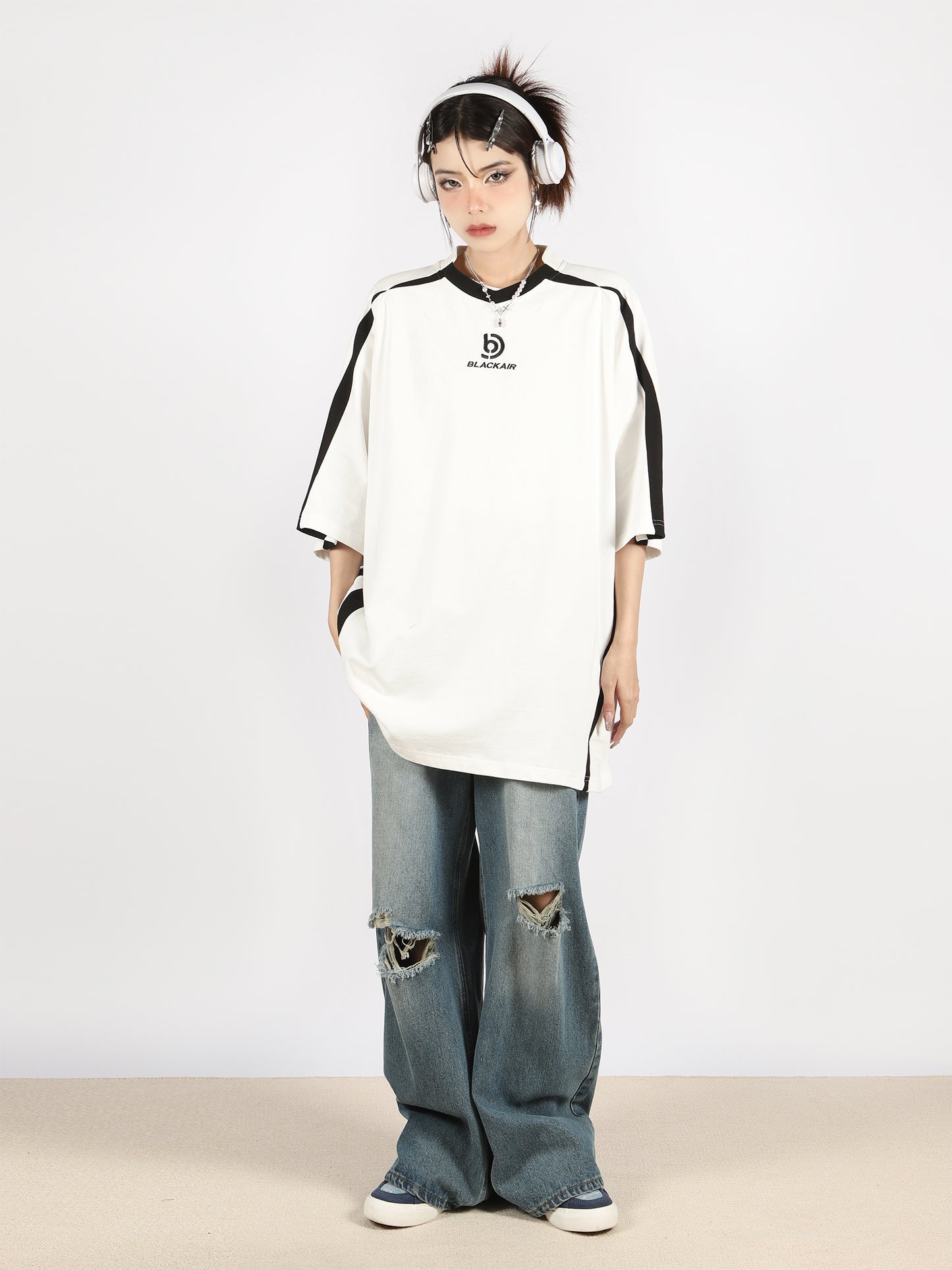 Raglan shoulder oversized loose couple T -shirt