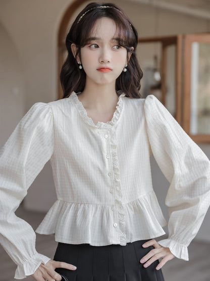 French Classical Lace Candy Sleeve Tops